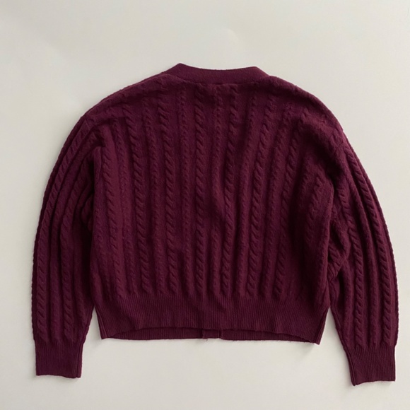 PINK Victoria's Secret Sweater Burgundy Cable Knit Cardigan Nwt XXL 2XL - Picture 3 of 3
